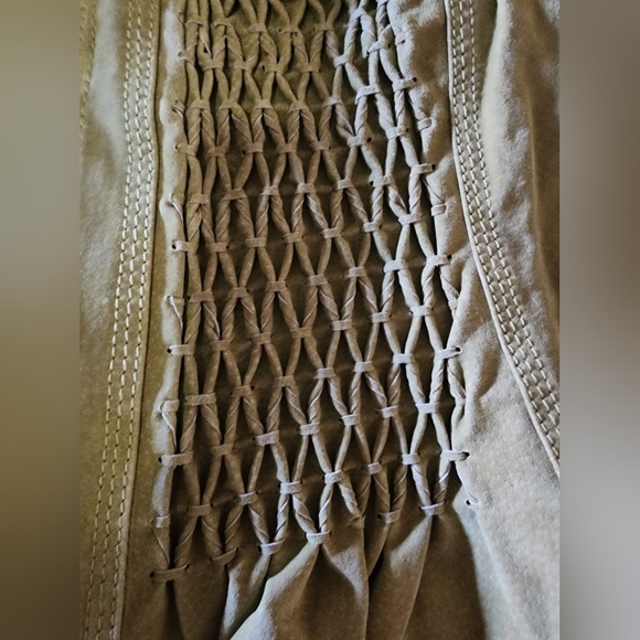 NWT Kasper Green Suede Leather Zip front Jacket Pleated Ruffled Women S PETITE - Picture 4 of 10